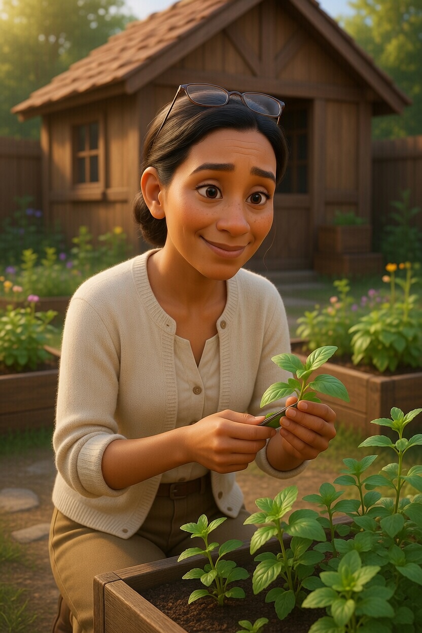 HAWKEYE tending the herb garden at golden hour