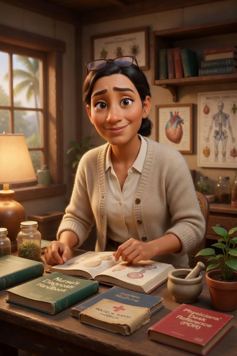 HAWKEYE with PDR, Austere Medicine, and anatomy charts on the wall